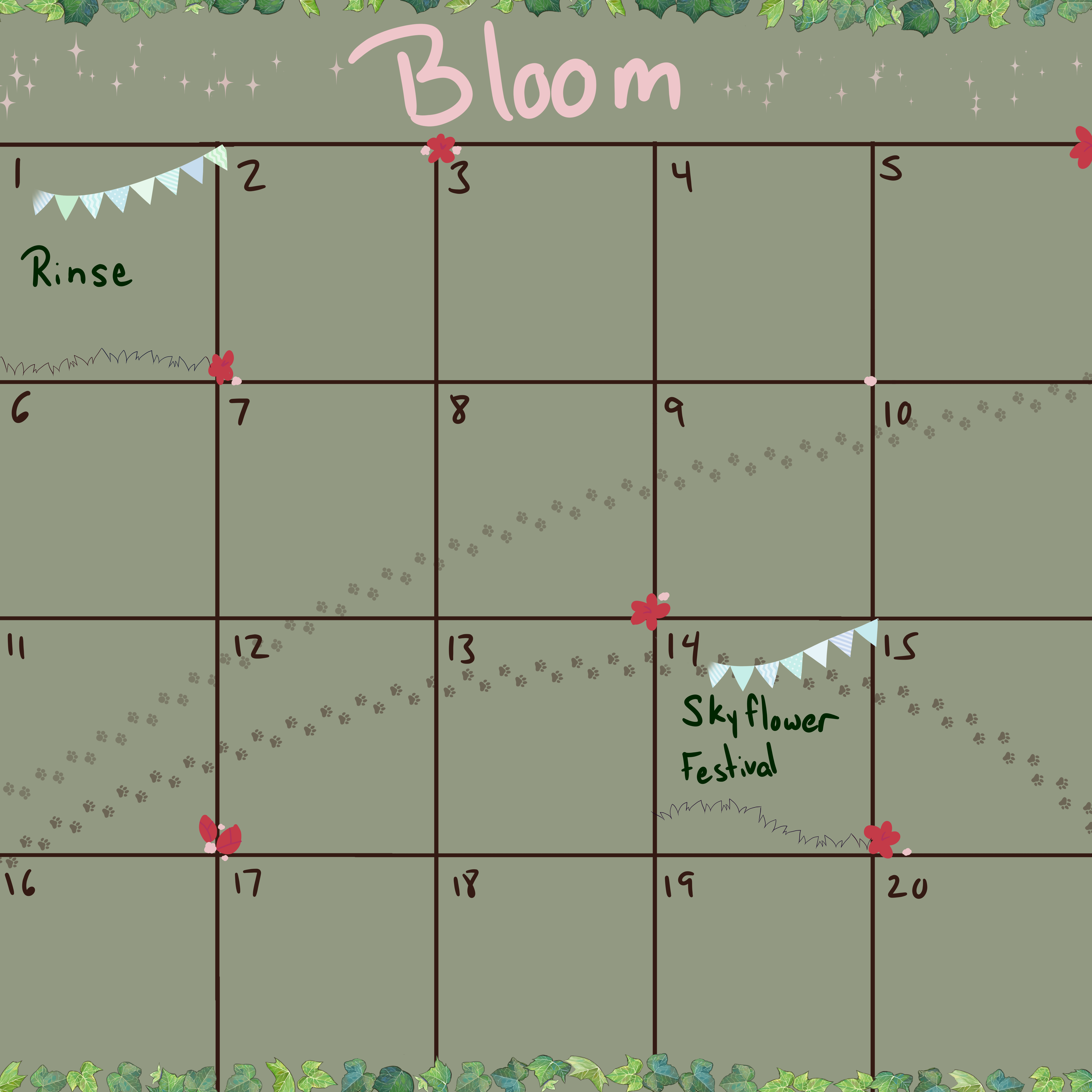 Bloom calendar